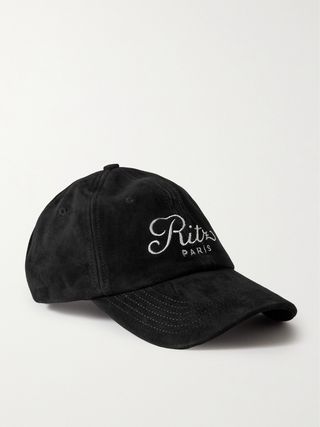 + Ritz Paris Embroidered Suede Baseball Cap