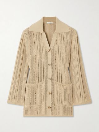 Samina Pointelle-Knit Cotton-Blend Cardigan