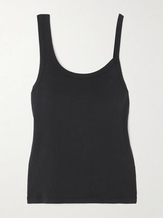 Asymmetric Ribbed Organic Cotton-Jersey Tank