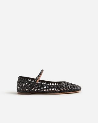 Quinn Woven Ballet Flats in Leather