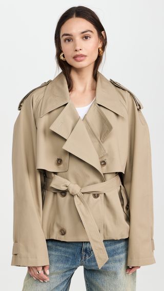 Oversized Cropped Trench Jacket