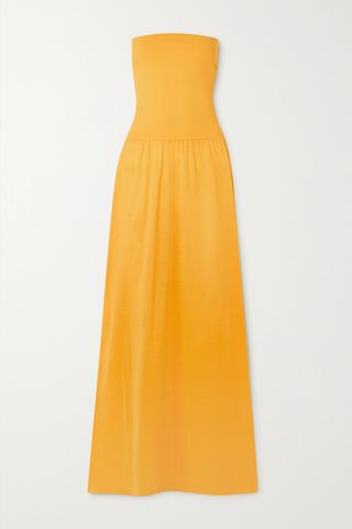 Cotton and Stretch-Jersey Maxi Dress in Yellow