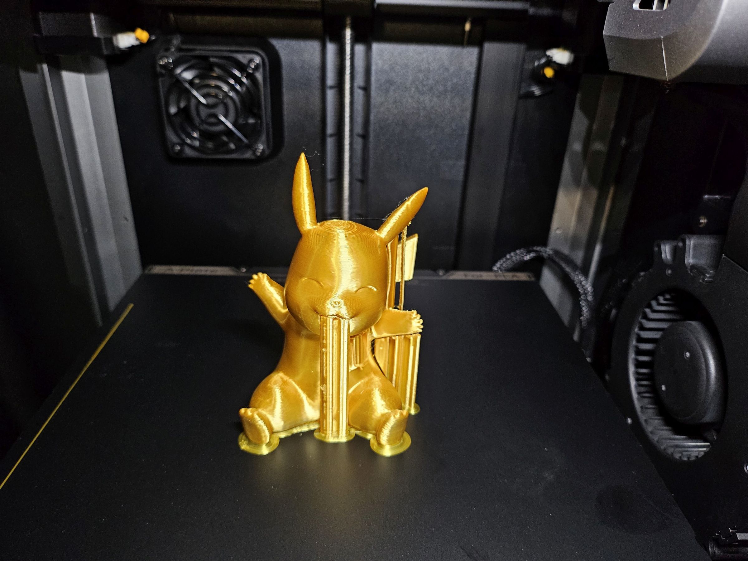 This Pikachu, made of silk PLA, came out pretty well on the K1C.