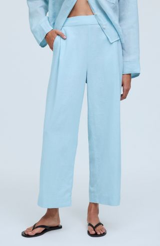 Madewell, Pull-On Crop Straight Leg Linen Pants