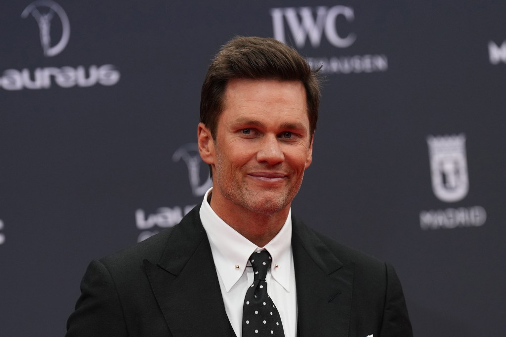 Tom Brady is pictured at the Laureus World Sports Awards in April 2024.