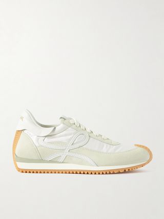 Flow Logo-Appliquéd Shell, Leather and Suede Sneakers