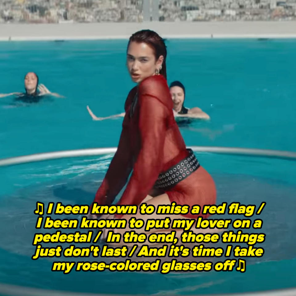 Dua Lipa in her "Illusion" music video