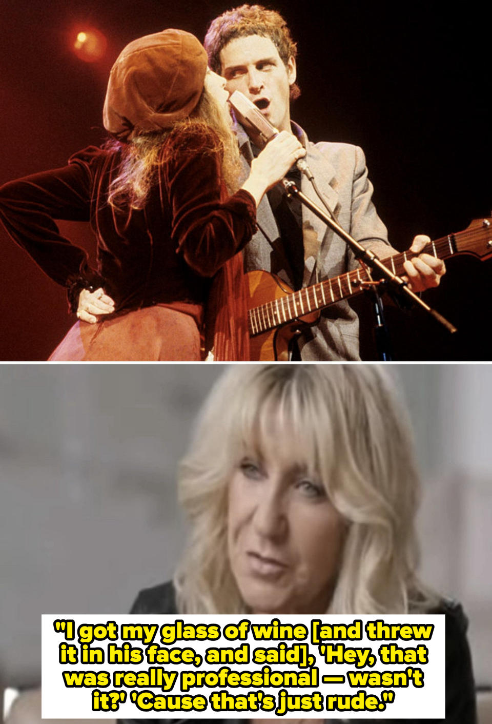 Nicks and Buckingham performing in late '70s; McVie in 2019 McVie documentary