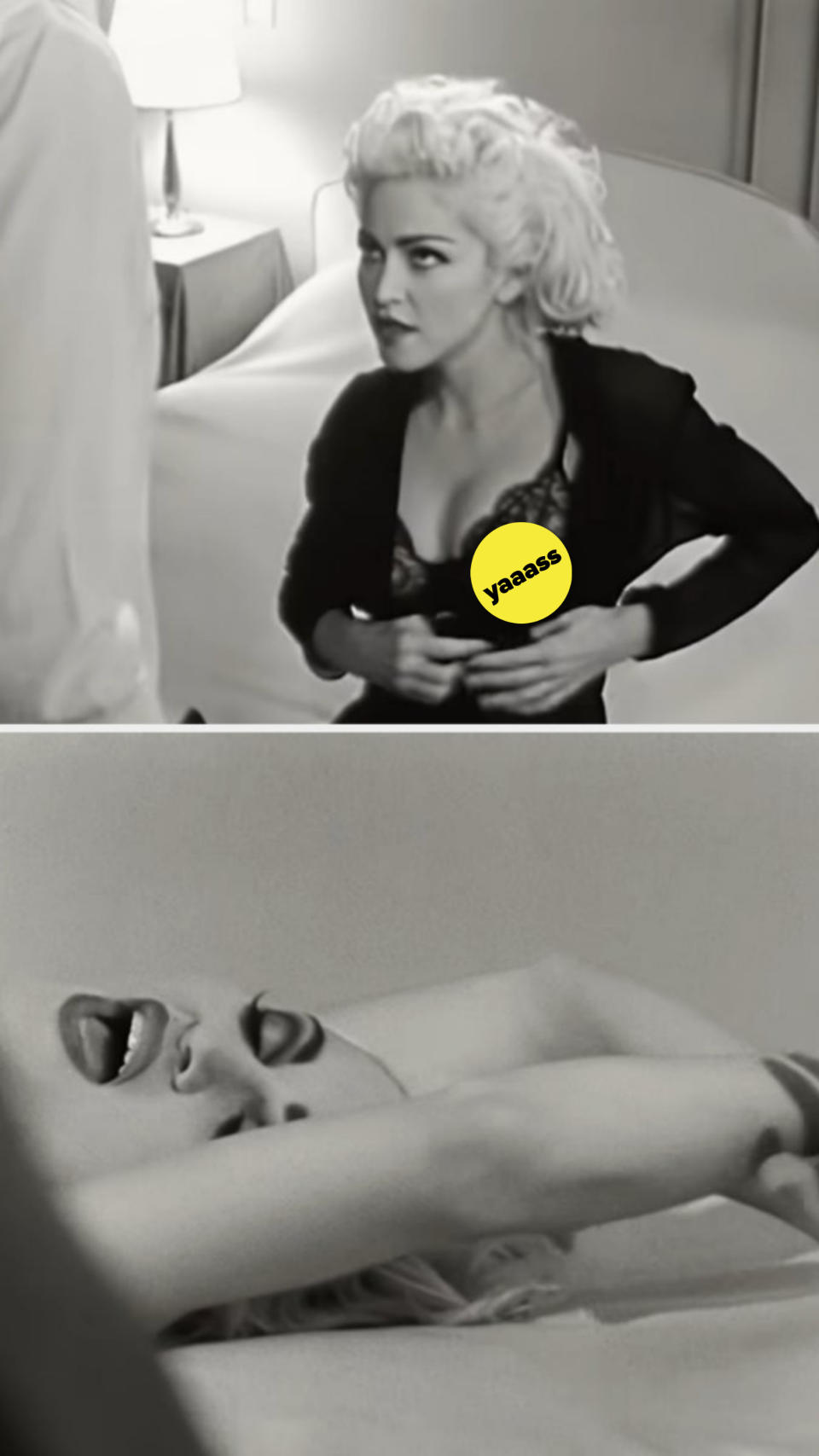 Madonna in her "Justify My Love" music video