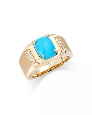 bloomingdales, Men's Turquoise & Diamond Accent Ring in 14K Yellow Gold