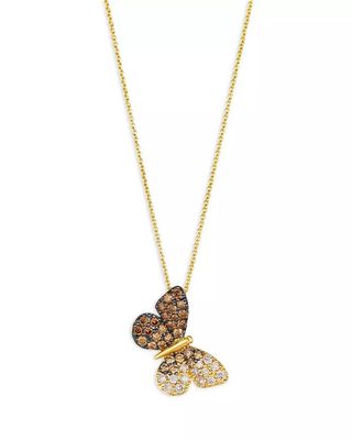 Bloomingdale's, Brown & Champagne Diamond Butterfly Pendant Necklace in 14K Yellow Gold