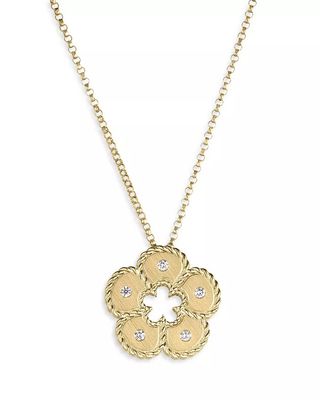 Roberto Coin, 18K Yellow Gold Daisy Diamond Flower Pendant Necklace