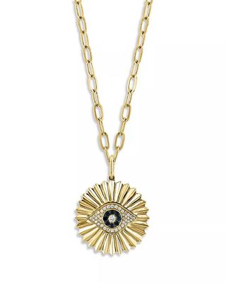 Bloomingdale's, Blue Sapphire & Diamond Evil Eye Pendant Necklace in 14K Yellow Gold