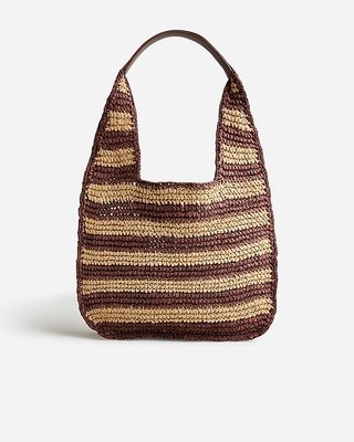 Straw Shoulder Bag in Stripe