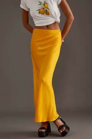 Satin Bias Maxi Slip Skirt