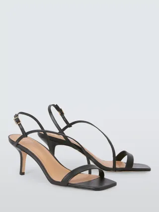 John Lewis , Mindie Leather Asymmetric Strappy Mid Heel Sandals