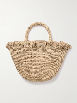 Cyris Ruffled Crocheted Raffia Tote