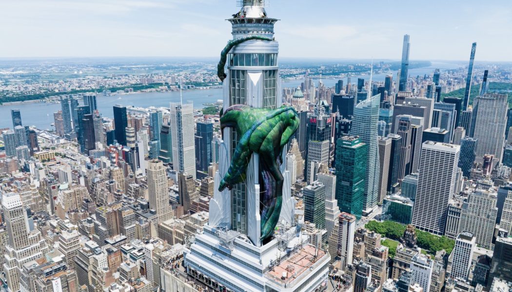 A 270-foot replica of Vhagar the Dragon is currently sitting atop the Empire State Building