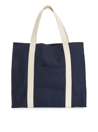 Structured Tote Bag - Dark Blue/white - Arket Gb