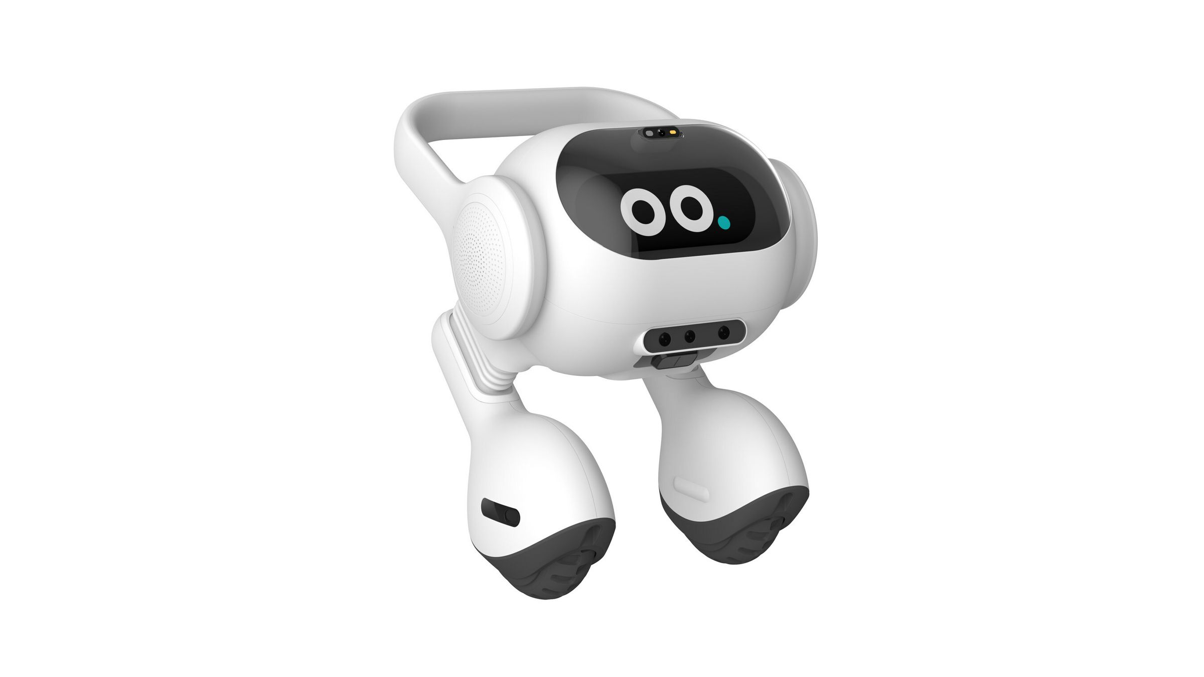 LG “AI agent” robot on two wheeled legs and a “face” screen with expressive eyes to display information.