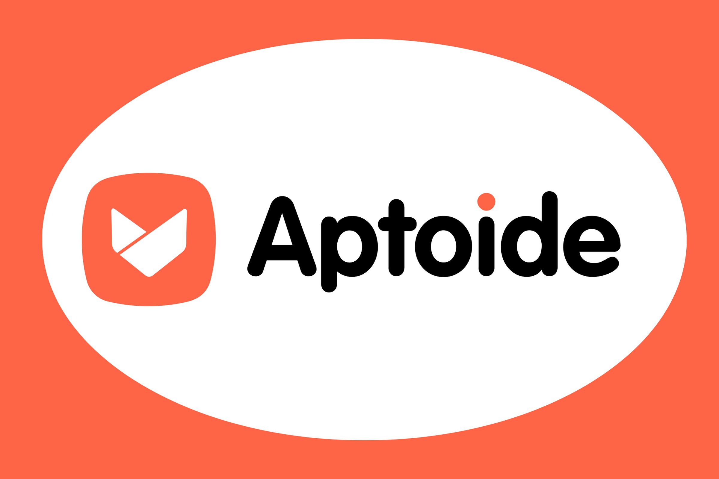 The Aptoide logo against a white, round background.