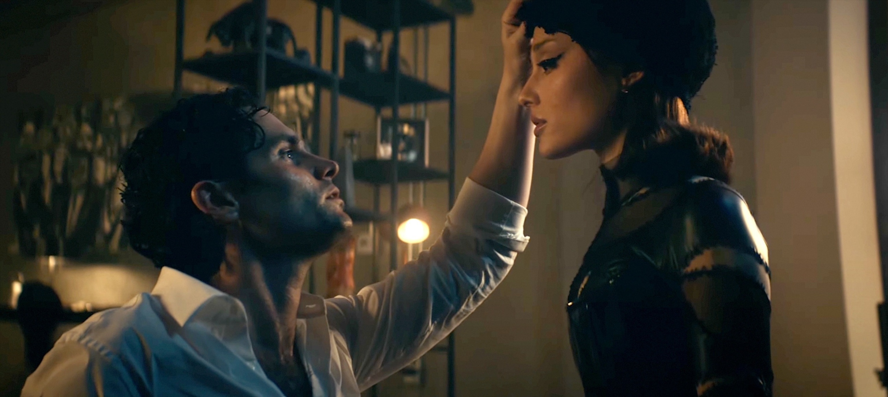 PHOTO: Ariana Grande and Penn Badgley appear in Grande's new music video "the boy is mine."