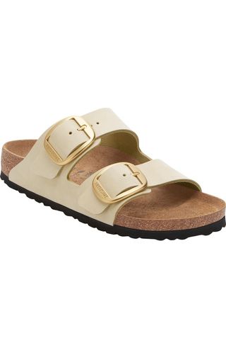 two-strap slide sandals with buckles