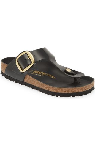 Big Buckle Flip Flops in Black