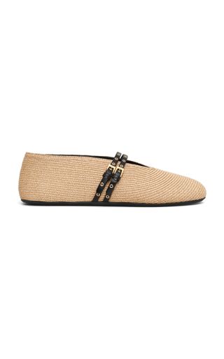 Woven Raffia Mary Jane Flats