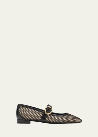 Arabella Mesh Mary Jane Ballerina Flats