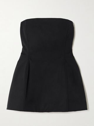 Strapless Grain De Poudre Cotton Peplum Bustier Top