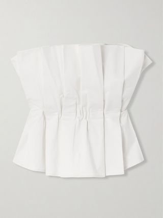 Dover Strapless Pleated Cotton-Blend Twill Top