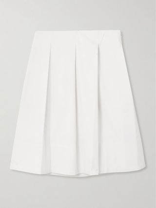 London Pleated Cotton-Blend Twill Skirt