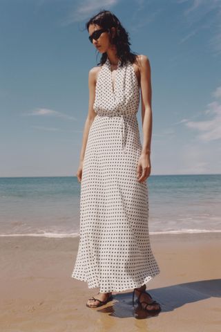 Zara Polka Dot Halter Dress ZW Collection