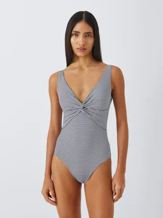 John Lewis St Tropez Stripe Twist Front Shaping Swimsuit