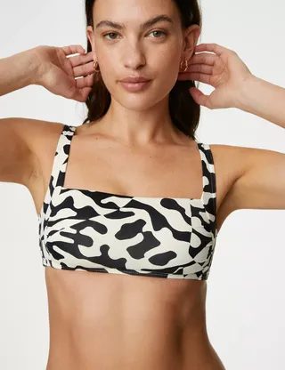 Printed Padded Square Neck Bikini Top