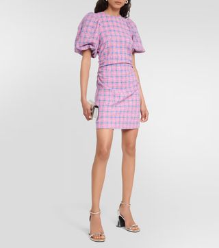 Ganni, Checked Cotton-Blend Minidress