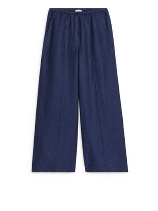 Loose Linen Trousers - Dark Blue - Arket Gb