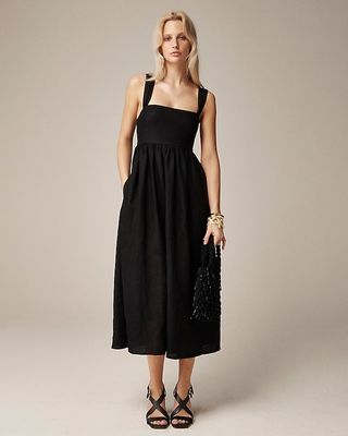 Squareneck Midi Dress in Linen