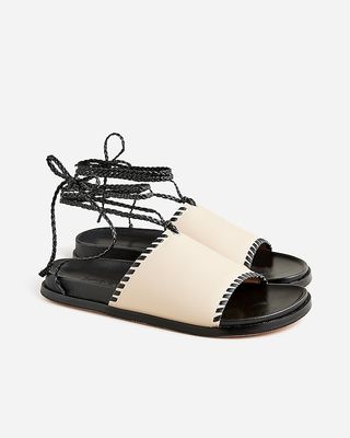 Colbie Braided Lace-Up Sandals in Leather