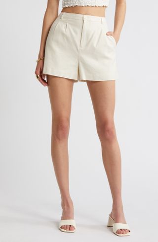 Open Edit, High Waist Linen Blend Shorts