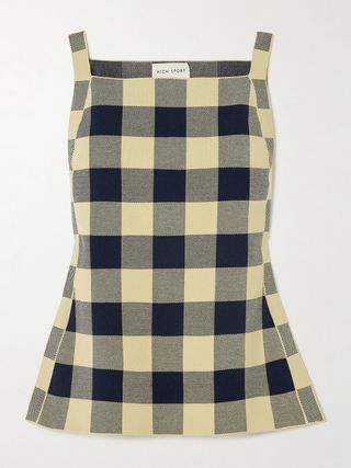 Asher Gingham Stretch-Cotton Jacquard Top