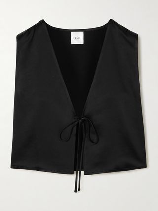 Barb Tie-Detailed Satin Top