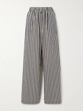 Mirca Striped Cotton-Blend Poplin Wide-Leg Pants