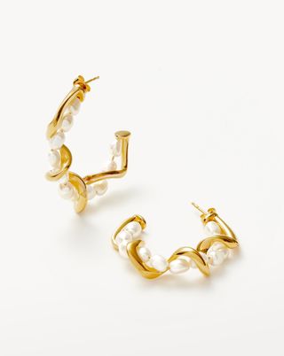 Molten Pearl Twisted Hoop Earrings