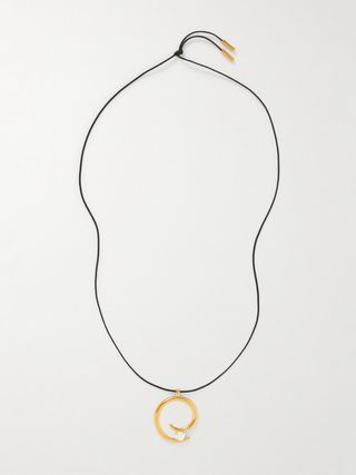 Charmeur Rope Gold-Plated, Cord and Cubic Zirconia Necklace