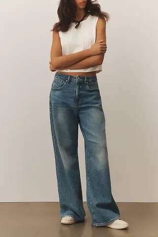 Good American Good Ease High-Rise Wide-Leg Jeans