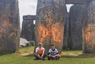 Just Stop Oil Activists Drench Stonehenge in Orange Powder Paint