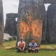 Just Stop Oil Activists Drench Stonehenge in Orange Powder Paint