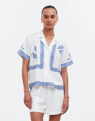 Madewell X Lisa Says Gah! Embroidered Button-Front Shirt